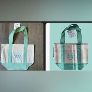 (2) trader Joe’s green, mini canvas tote bags NWT